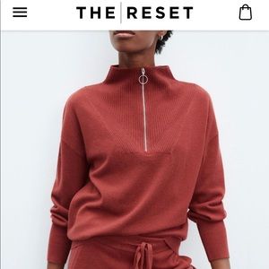 The Reset - NWT Half Zip Sweater - Sz S - Rust - Wool/Cashmere blend